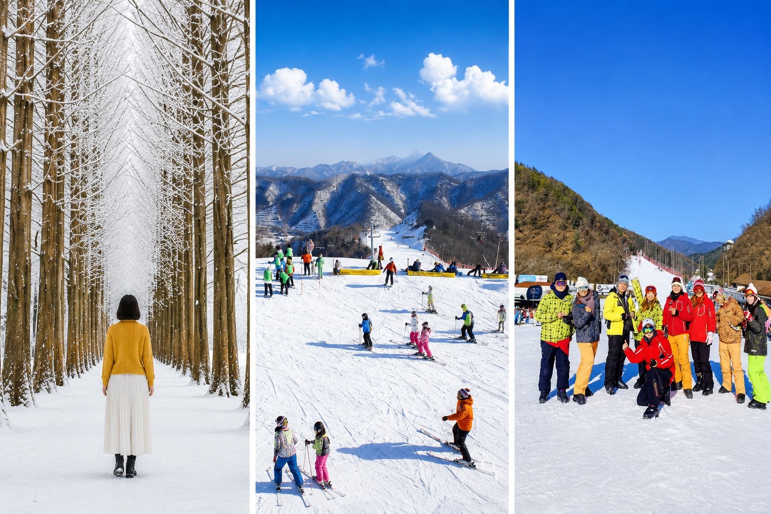 SEOUL - ĐẢO NAMI - TRƯỢT TUYẾT - THƯ VIỆN STARFIELD - INCHEON ( đi sáng về tối)